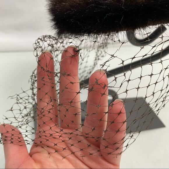 Vintage Brown Fur Juliet Fascinator Hat - Picture 4 of 4